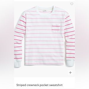 JCREW FACTORY Striped crewneck pocket sweatshirt XXL Womens white & pink stripes